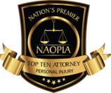 Nation's Premier NAOPIA Top Ten Personal Injury Attorney Badge