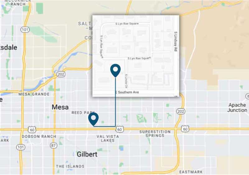 Map Showing Our Car Crash Injury Law Office In Arizona